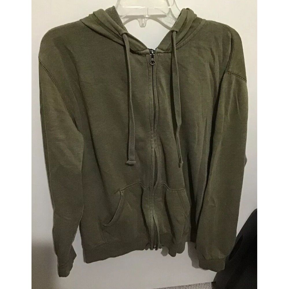 Falls Creek Men's Zip Soft Fleece Hooded Jacket Olive Green Size L